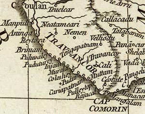 french map 1752, Anville, Travancore