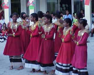 Maldive school girls performing a fabricated folk dance